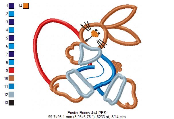 🌸 Cute Bunny Hugging Easter Egg 🐇 – Appliqué – Machine Embroidery Design