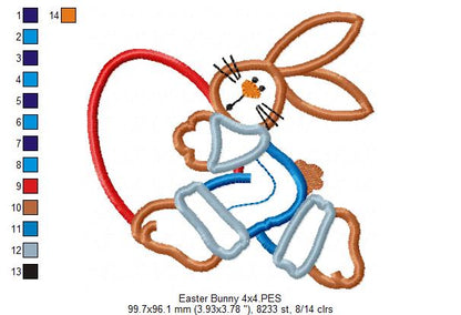 🌸 Cute Bunny Hugging Easter Egg 🐇 – Appliqué – Machine Embroidery Design