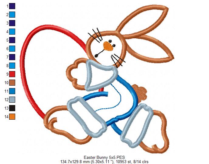 🌸 Cute Bunny Hugging Easter Egg 🐇 – Appliqué – Machine Embroidery Design