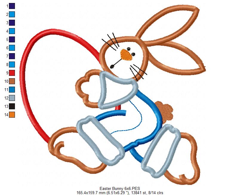 🌸 Cute Bunny Hugging Easter Egg 🐇 – Appliqué – Machine Embroidery Design