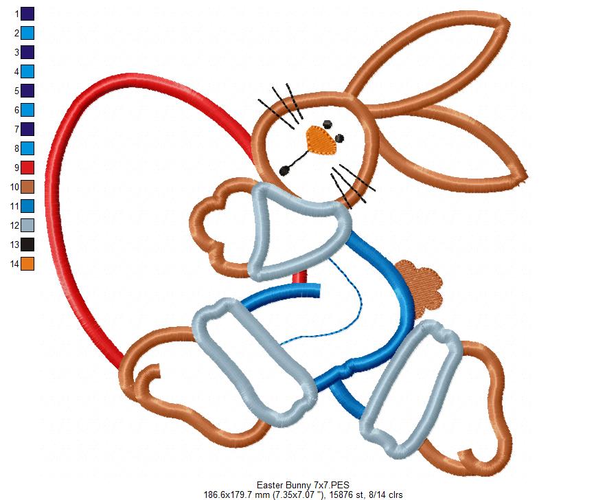 🌸 Cute Bunny Hugging Easter Egg 🐇 – Appliqué – Machine Embroidery Design