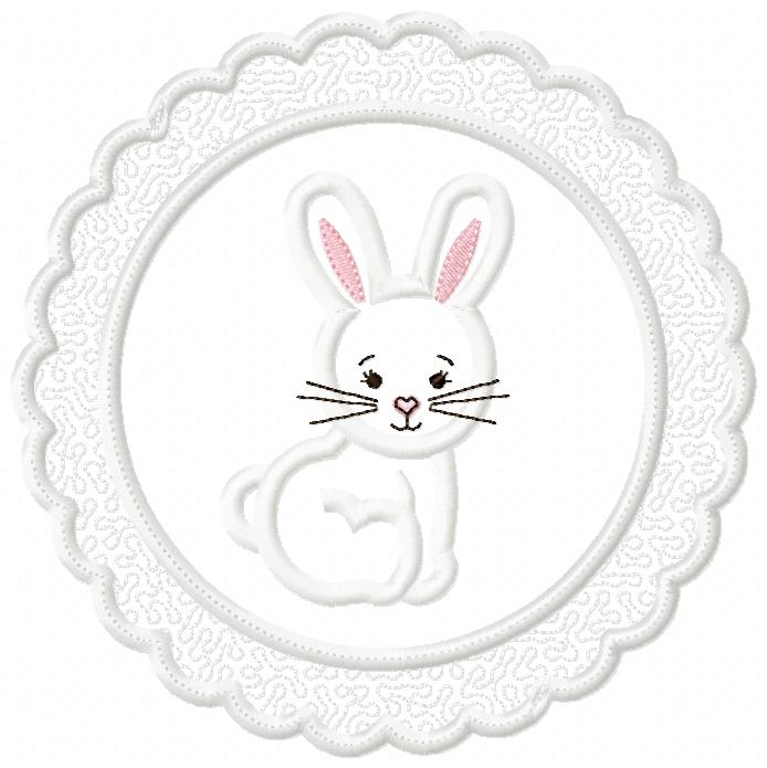 Cute Bunny Frame - Applique - Machine Embroidery Design
