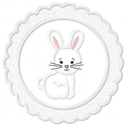 Cute Bunny Frame - Applique - Machine Embroidery Design