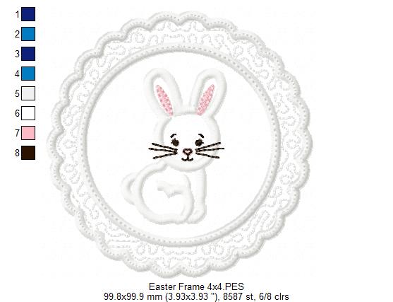 Cute Bunny Frame - Applique - Machine Embroidery Design