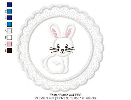 Cute Bunny Frame - Applique - Machine Embroidery Design