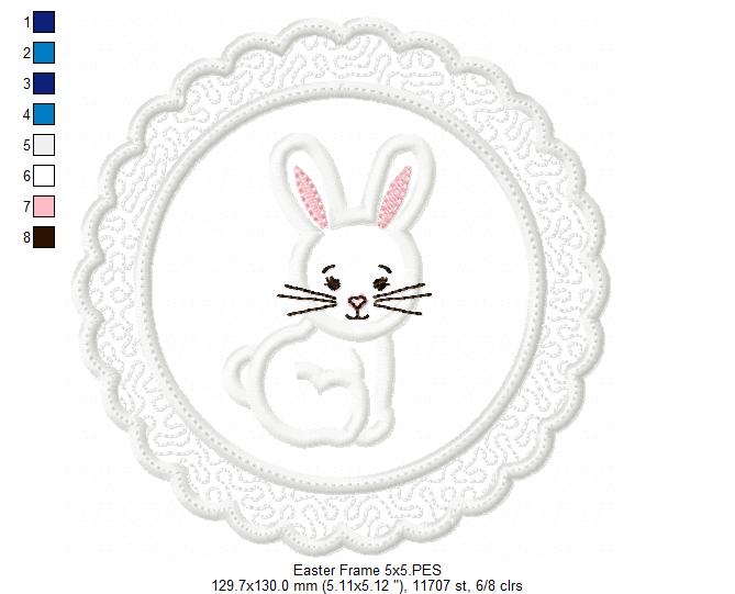 Cute Bunny Frame - Applique - Machine Embroidery Design