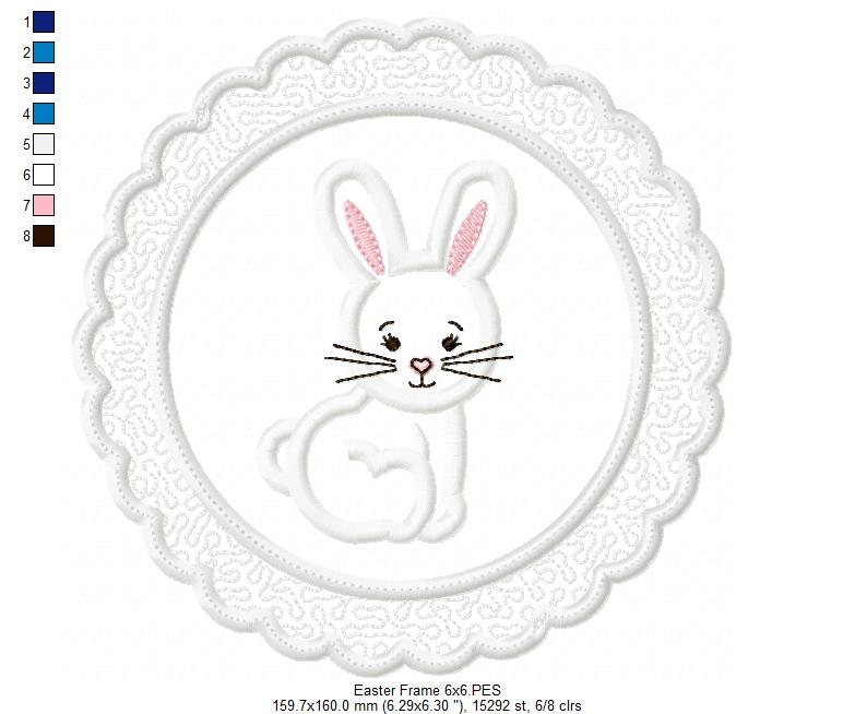 Cute Bunny Frame - Applique - Machine Embroidery Design