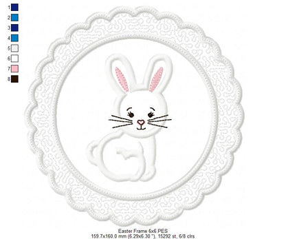 Cute Bunny Frame - Applique - Machine Embroidery Design
