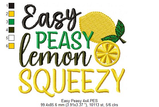 Easy Peasy Lemon Squeezy - Fill Stitch - Machine Embroidery Design