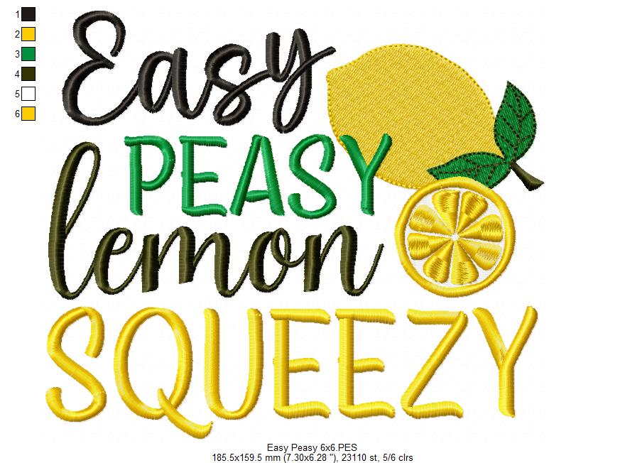 Easy Peasy Lemon Squeezy - Fill Stitch - Machine Embroidery Design