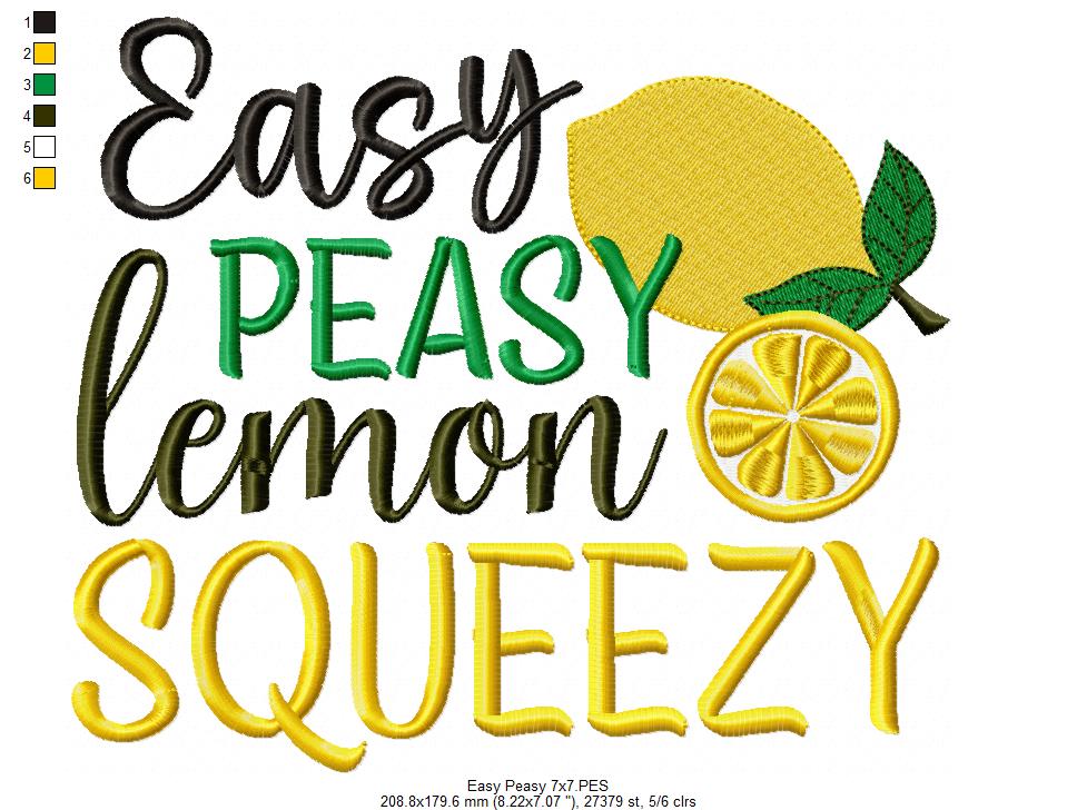 Easy Peasy Lemon Squeezy - Fill Stitch - Machine Embroidery Design