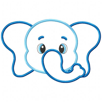 Elephant Face Boy - Applique - Machine Embroidery Design