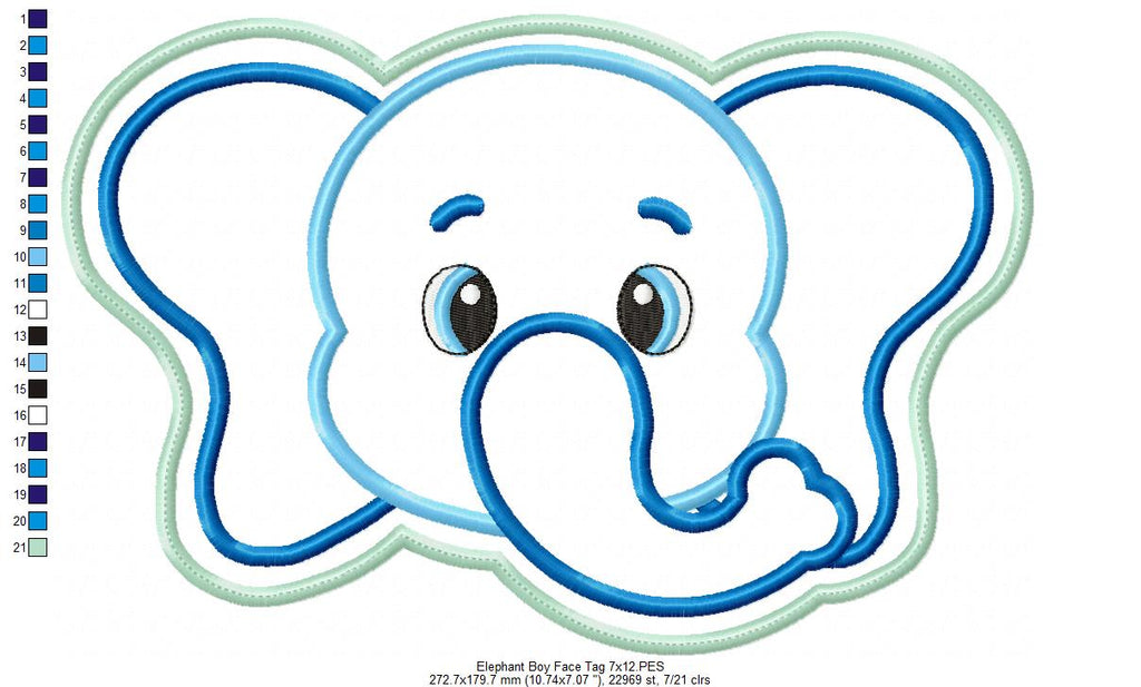 Elephant Boy Face Tag - ITH Project - Machine Embroidery Design