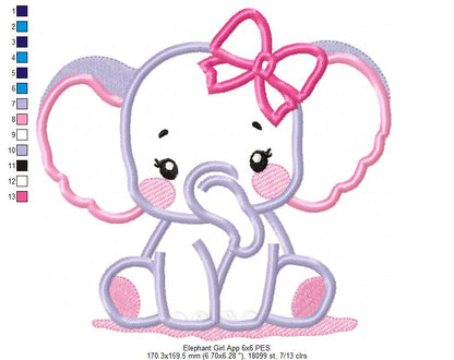 Elephant Boy and Girl - Applique - Set of 2 Designs - Machine Embroidery Design