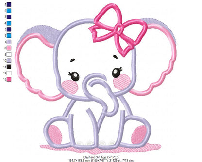 Elephant Boy and Girl - Applique - Set of 2 Designs - Machine Embroidery Design