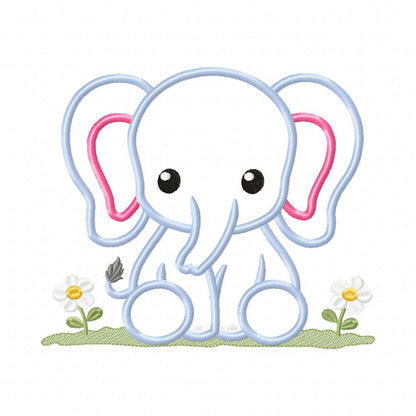 Baby Elephant Boy - Applique - Machine Embroidery Design