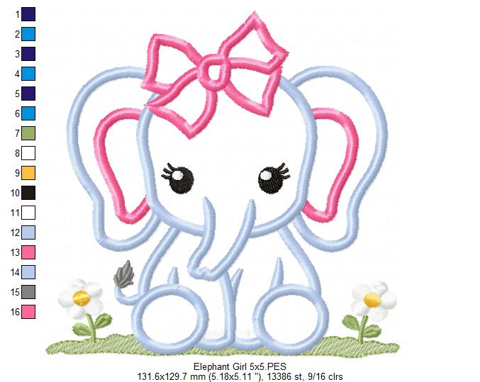 Elephant Boy and Girl - Applique - Set of 2 Designs - Machine Embroidery Design