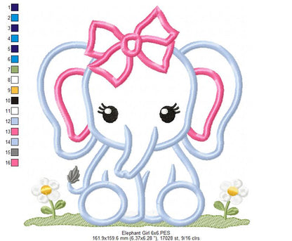 Elephant Boy and Girl - Applique - Set of 2 Designs - Machine Embroidery Design