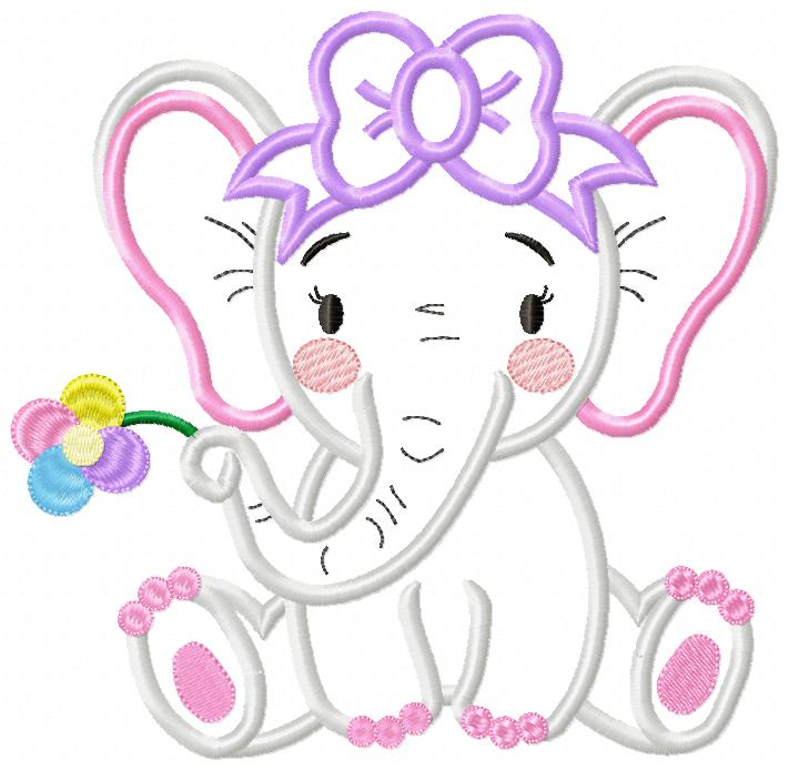 Sweet Little Elephants - Applique - Machine Embroidery Design