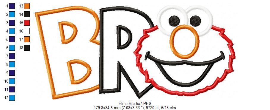 Little Red Monster Bro - Applique Machine Embroidery Design