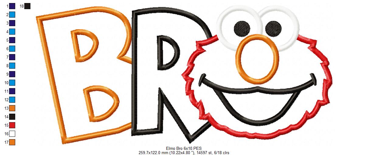 Little Red Monster Bro - Applique Machine Embroidery Design