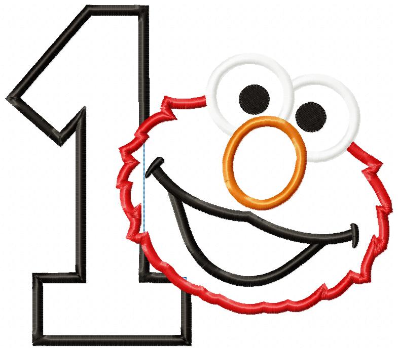 Little Red Monster 1st Birthday Number 1 - Applique - Machine Embroidery Design