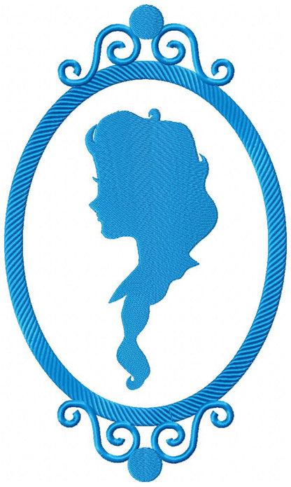 Princess Silhouette Frame Collection - Set of 12 designs - Fill Stitch Machine Embroidery Design