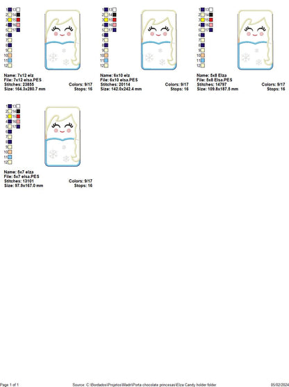 Elsa Princess  Frozen Candy Holder - ITH Project - Machine Embroidery Design