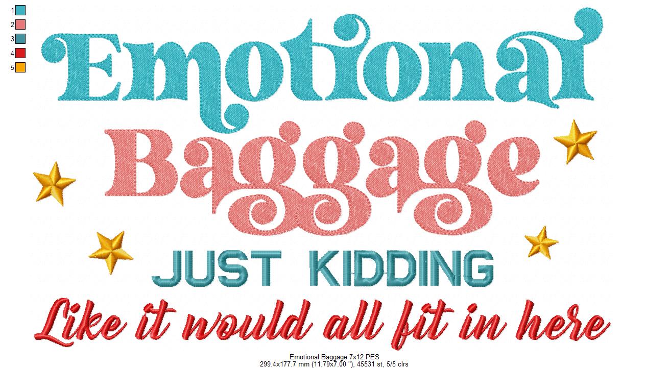 Emotional Baggage - Fill Stitch - Machine Embroidery Design