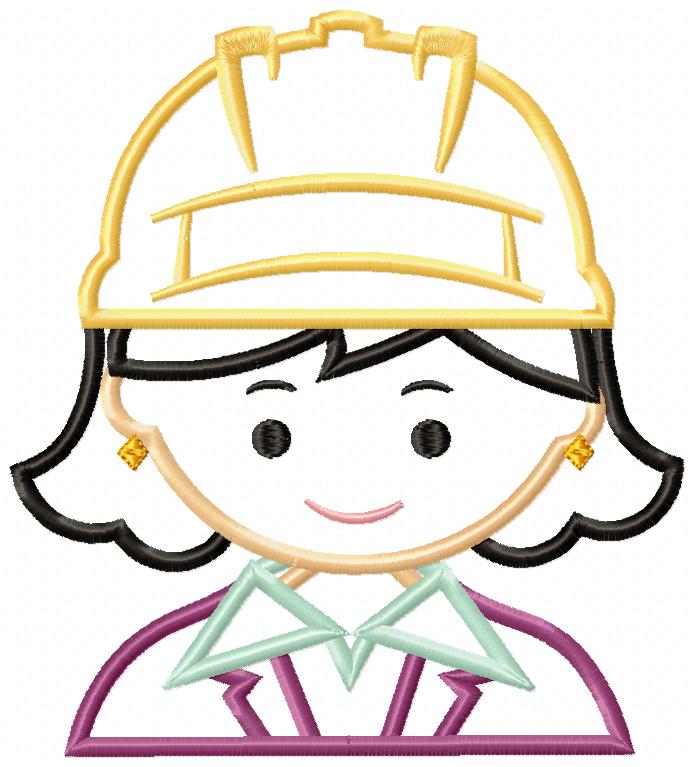 Little Builder Girl Charm – Appliqué - Machine Embroidery Design