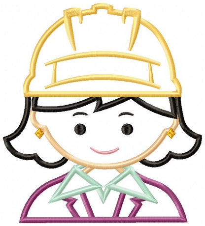 Little Builder Girl Charm – Appliqué - Machine Embroidery Design