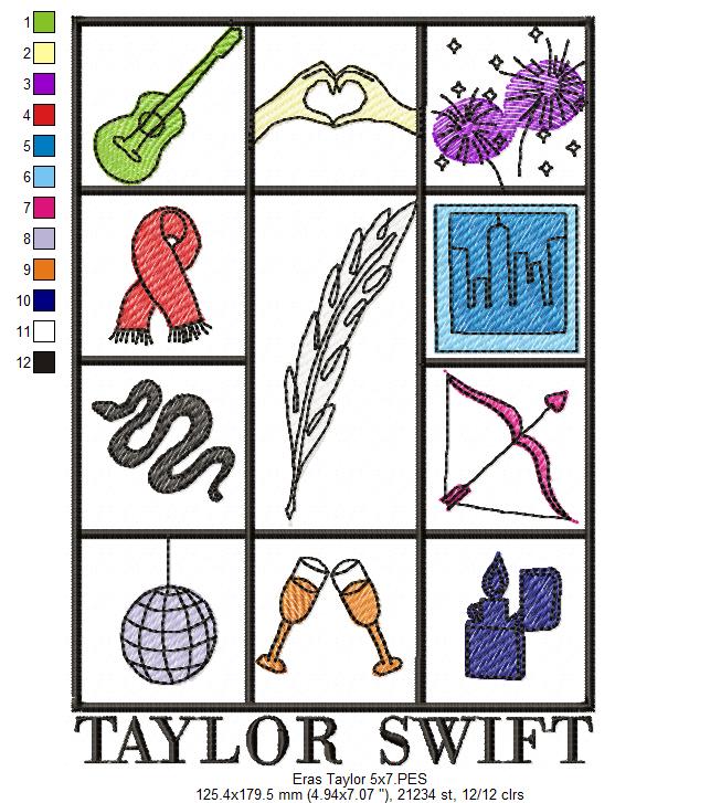 Taylor Swift The Eras - Rippled Stitch - Machine Embroidery Design