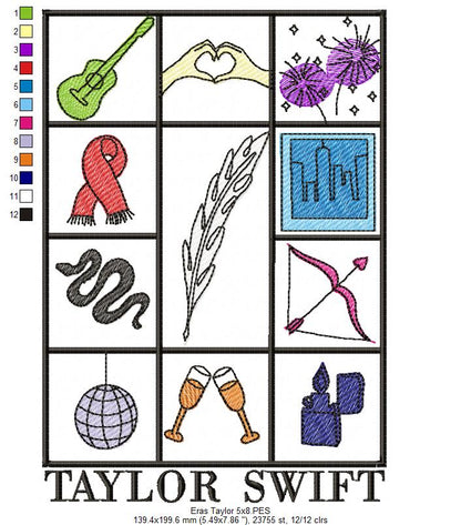 Taylor Swift The Eras - Rippled Stitch - Machine Embroidery Design