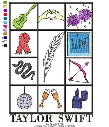 Taylor Swift The Eras - Rippled Stitch - Machine Embroidery Design