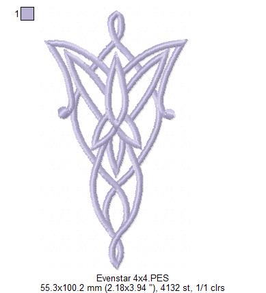 Evenstar The Lord of the Rings - Fill Stitch - Machine Embroidery Design