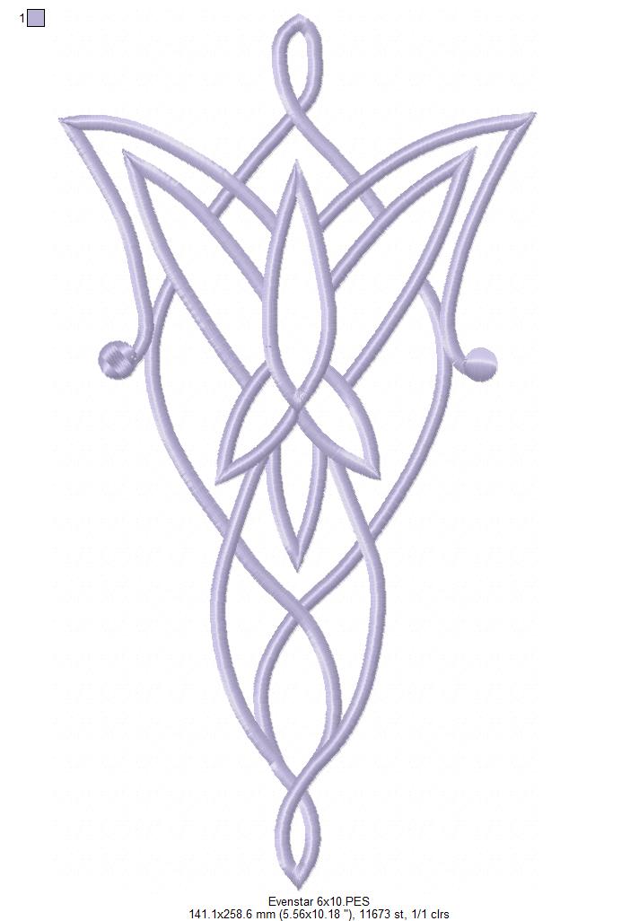Evenstar The Lord of the Rings - Fill Stitch - Machine Embroidery Design