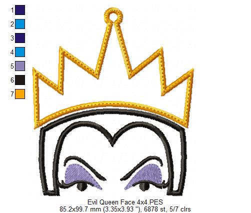 The Evil Queen Face - Applique Machine Embroidery Design