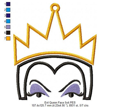 The Evil Queen Face - Applique Machine Embroidery Design