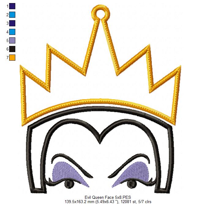 The Evil Queen Face - Applique Machine Embroidery Design