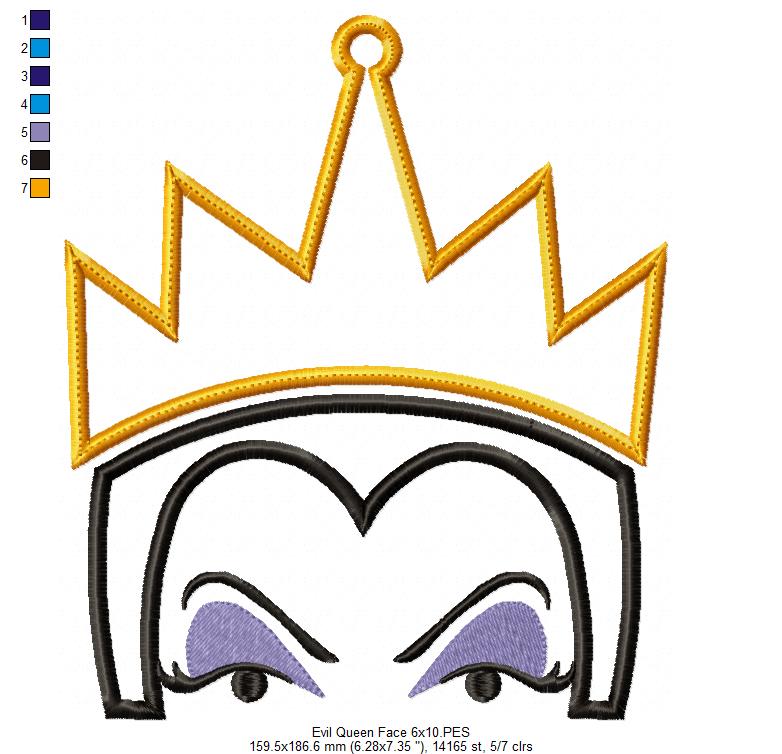 The Evil Queen Face - Applique Machine Embroidery Design