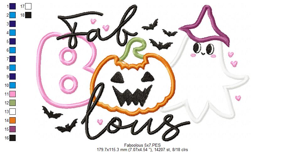 Halloween FaBOOlous Ghost and Pumpkin - Applique Embroidery