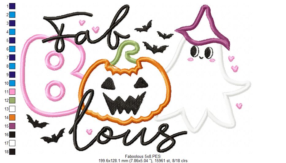 Halloween FaBOOlous Ghost and Pumpkin - Applique Embroidery