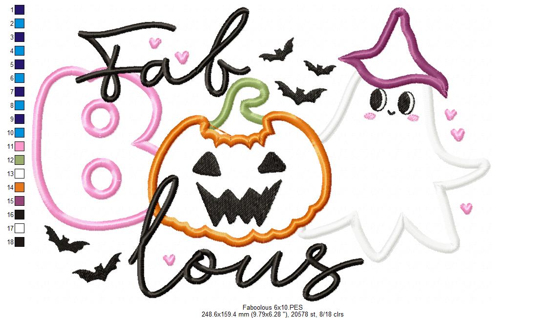 Halloween FaBOOlous Ghost and Pumpkin - Applique Embroidery