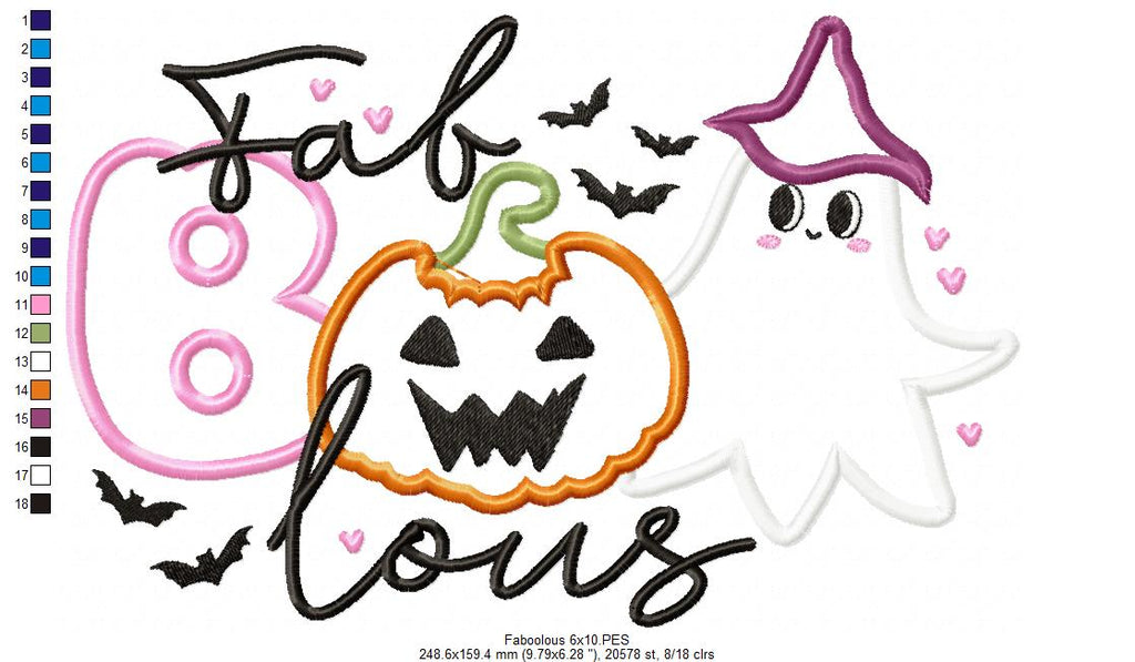 Halloween FaBOOlous Ghost and Pumpkin - Applique Embroidery