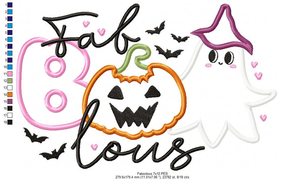 Halloween FaBOOlous Ghost and Pumpkin - Applique Embroidery