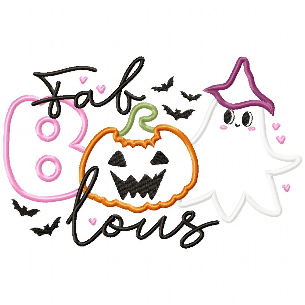 Halloween FaBOOlous Ghost and Pumpkin - Applique Embroidery