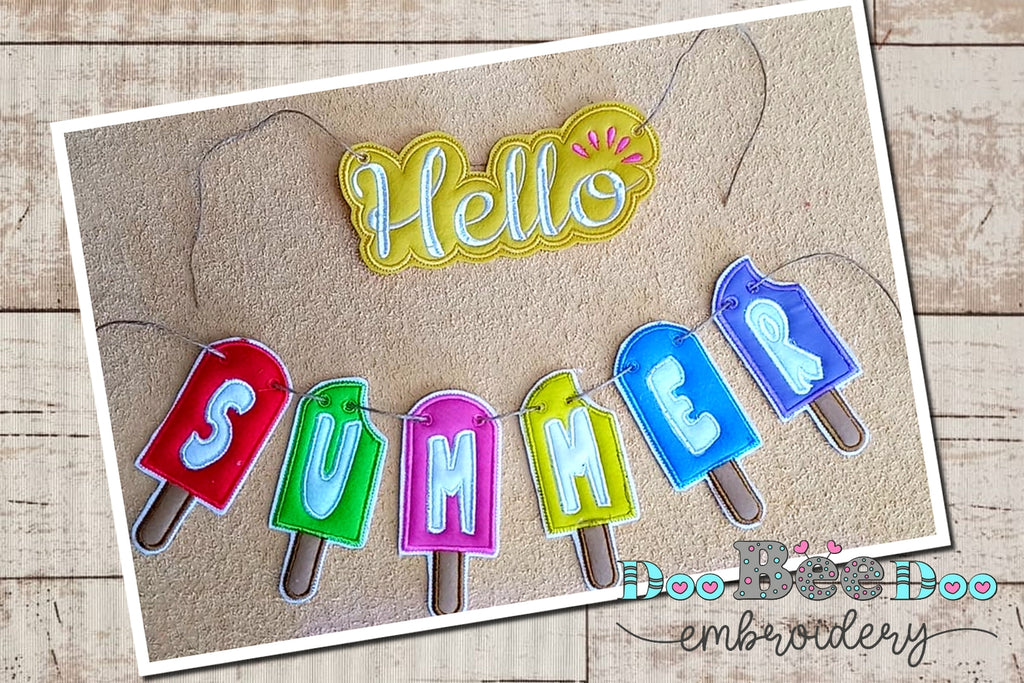 Banner Hello Summer - ITH Project - Machine Embroidery Design
