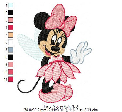Fairy Mouse Girl - Fill Stitch Embroidery