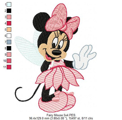 Fairy Mouse Girl - Fill Stitch Embroidery