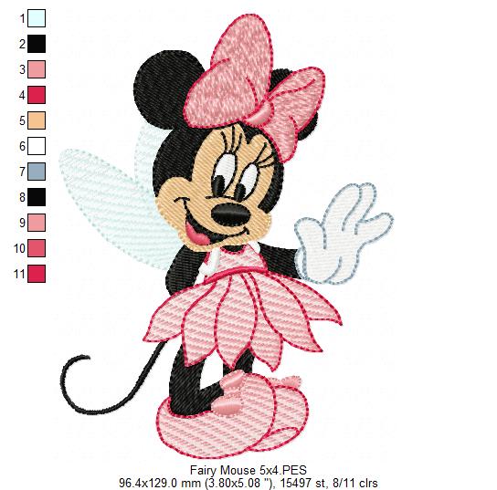 Fairy Mouse Girl - Fill Stitch Embroidery